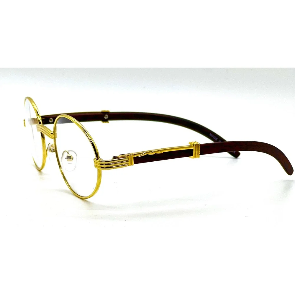Gold Round Glasses Mens Womens Vintage‎ Style Clear Lens Eye Glasses Migos Cholo